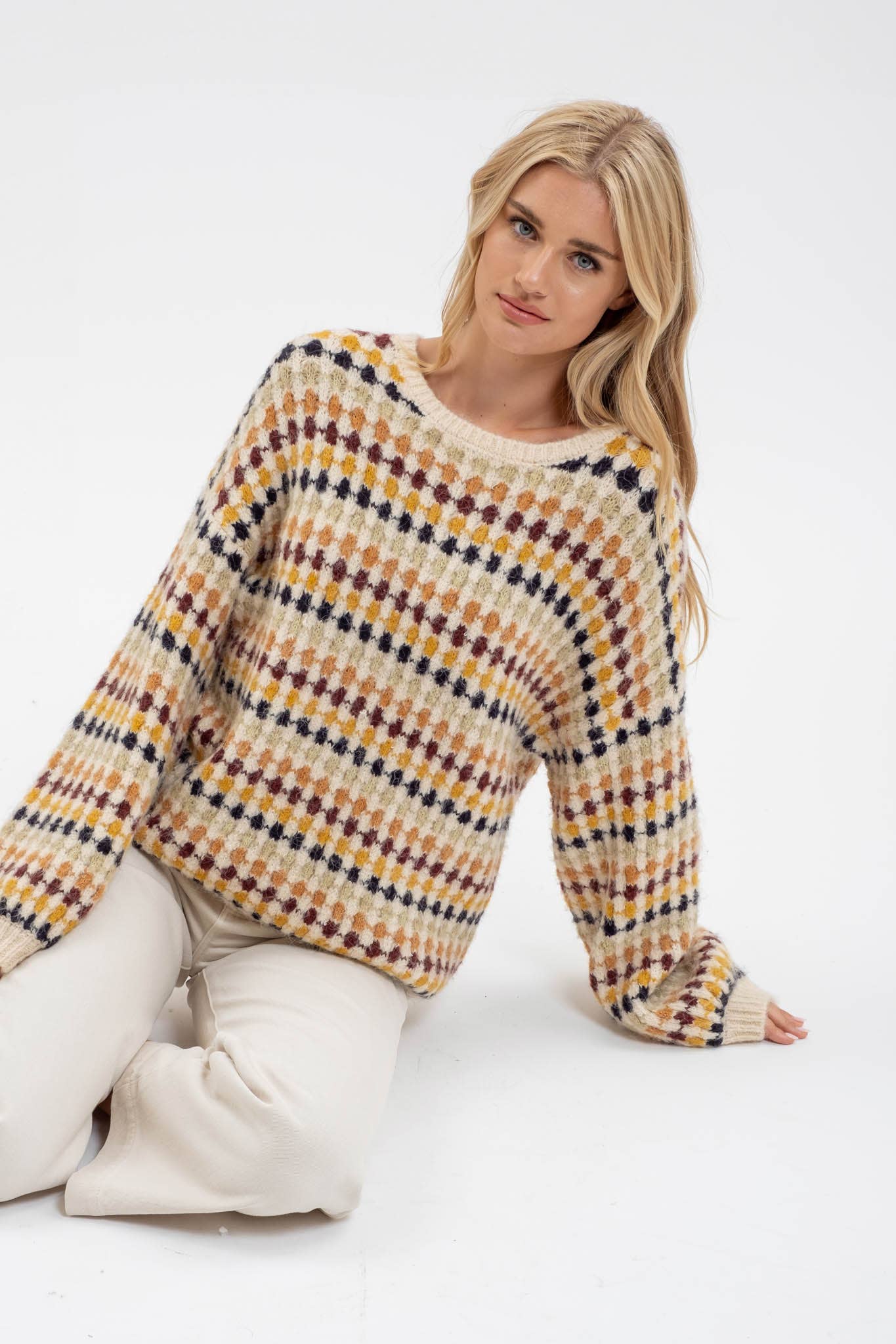 Mulitcolor Knit Pullover Sweater