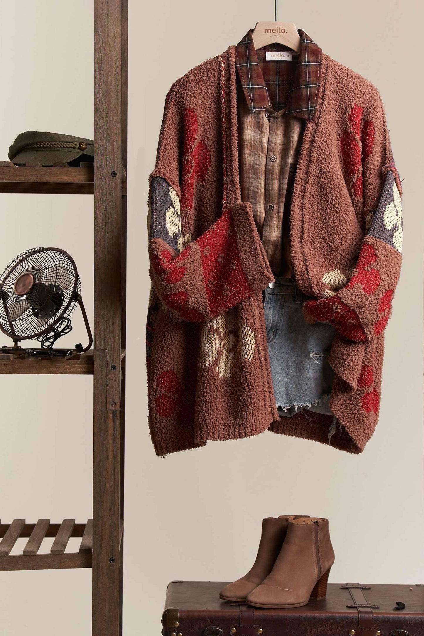 Fall Floral Knit Oversize Terry Cardigan