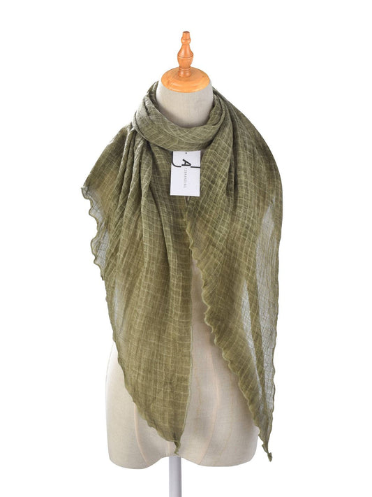 Vintage Solid Color Women's Crinkled Scarf