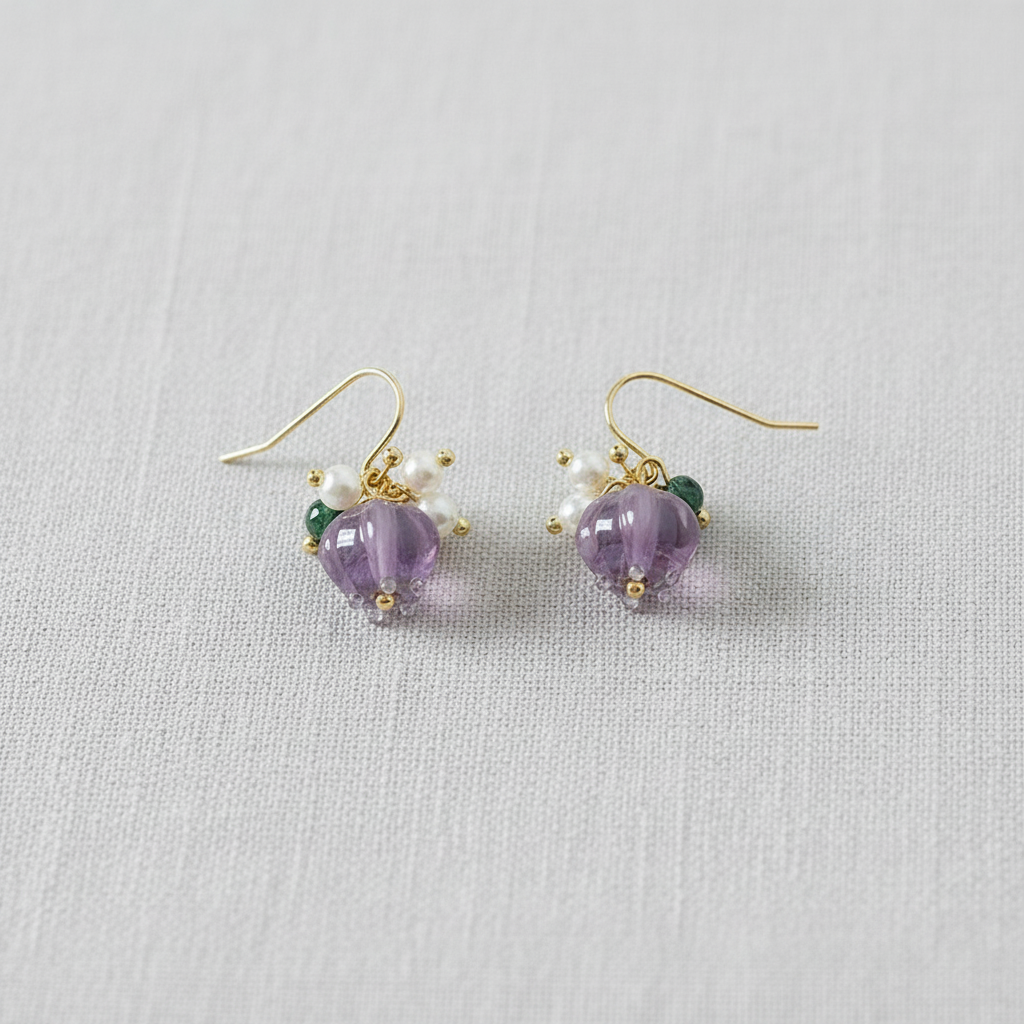 French Glass Flower Stud Earrings
