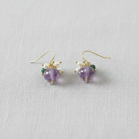 French Glass Flower Stud Earrings