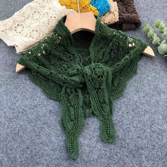Lace Hollow-Out Shoulder Triangle Scarf