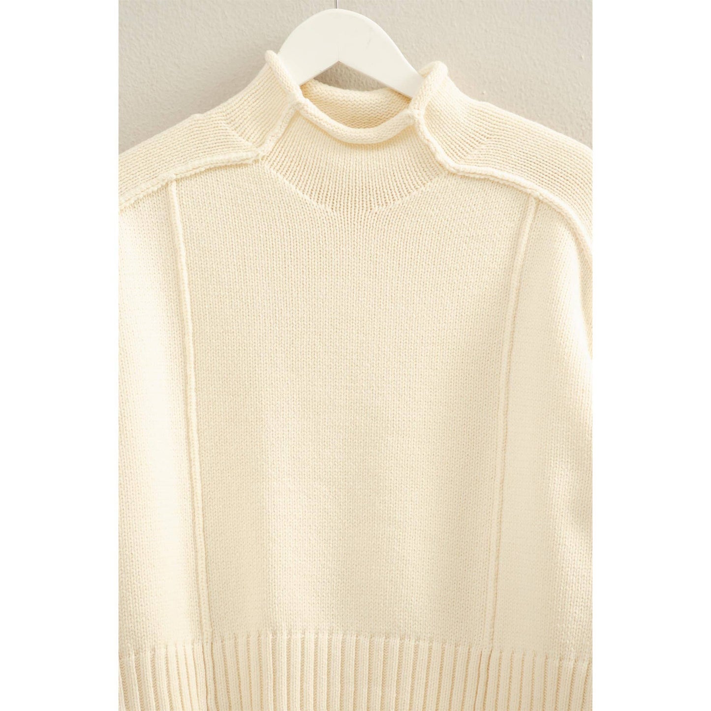 Mock Neck Ribbed Sweater