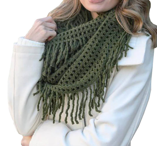 Knit Tassel Infinity Loop Scarf