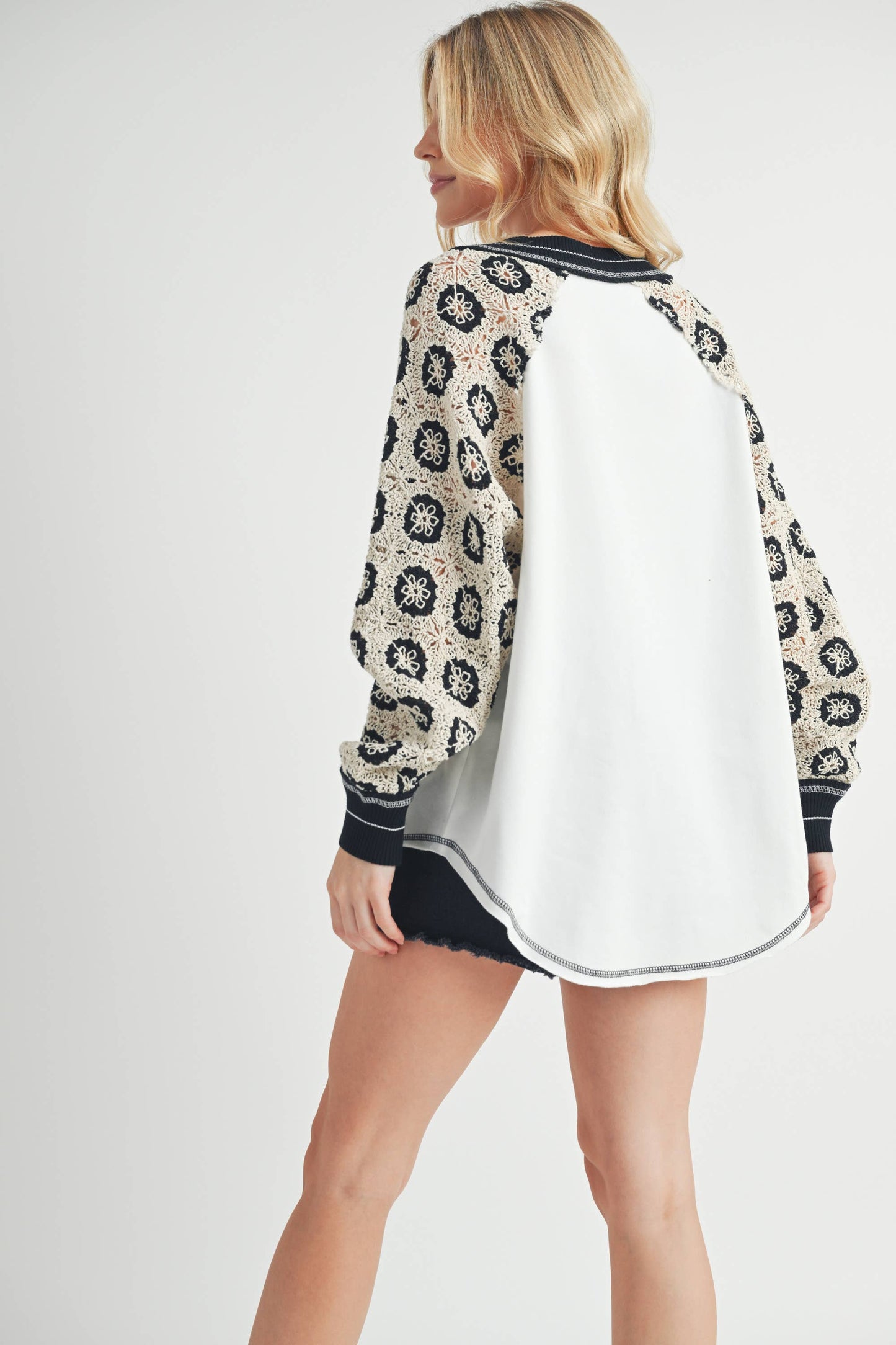 Deina Crochet Sleeve Top