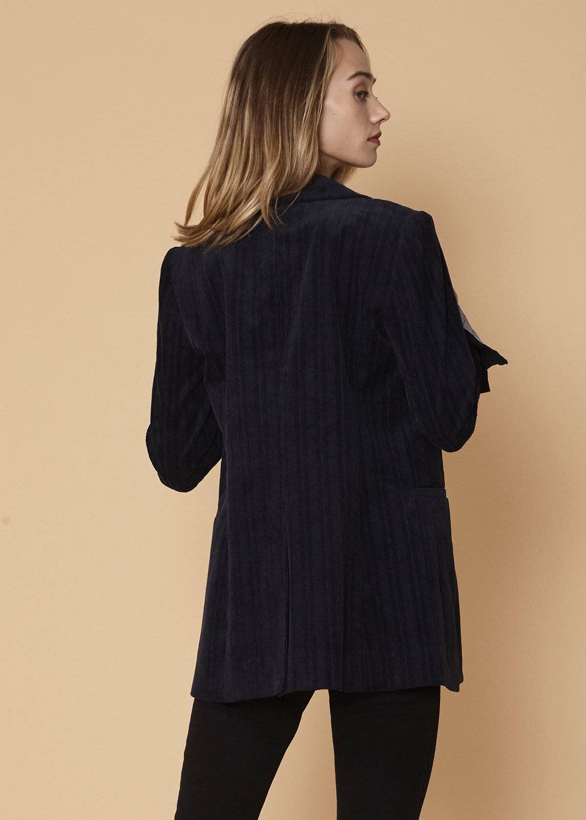 Corduroy Double Breasted Blazer in Midnight