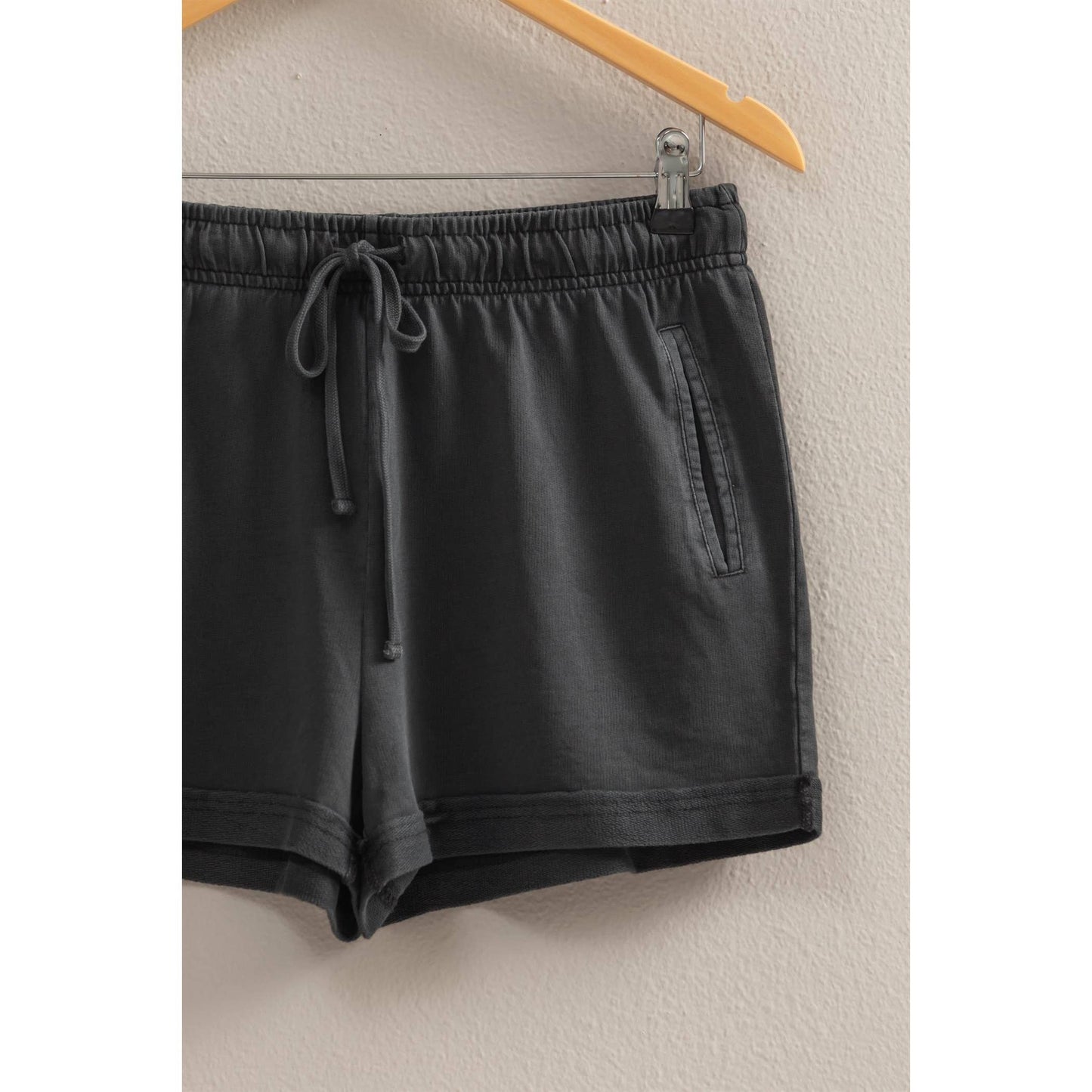 Pigment Dyed Raw Edge Detail Shorts