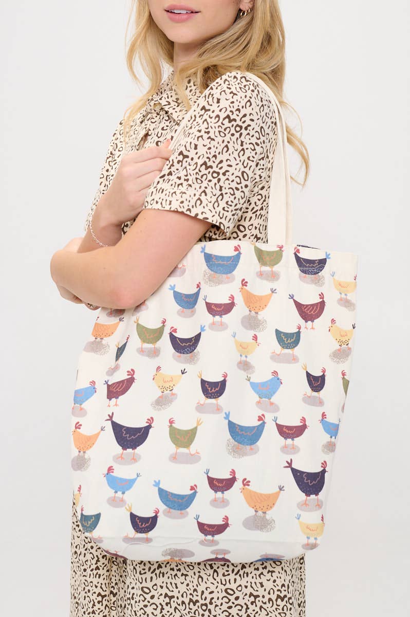 ROOSTER PRINT TOTE BAG