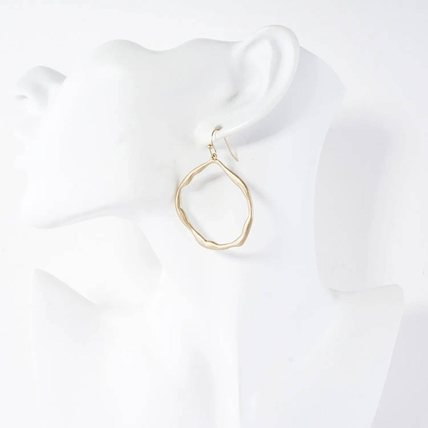 Metal Organic Open Circle Dangle Earrings