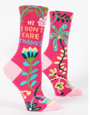 I Don't Care THANKS Crew Socks