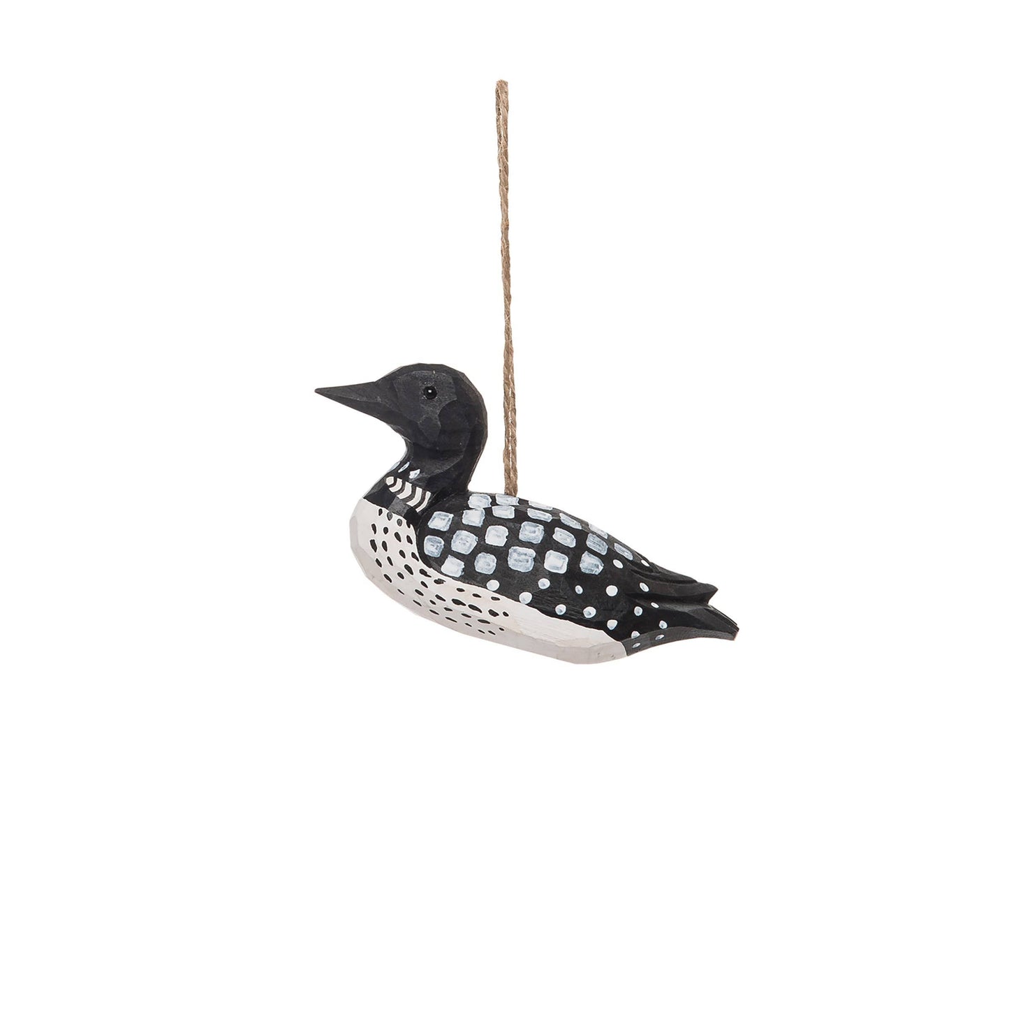Christmas Loon Carved Wood Ornament