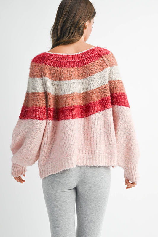 Striped Chunky Knit Pullover Sweater
