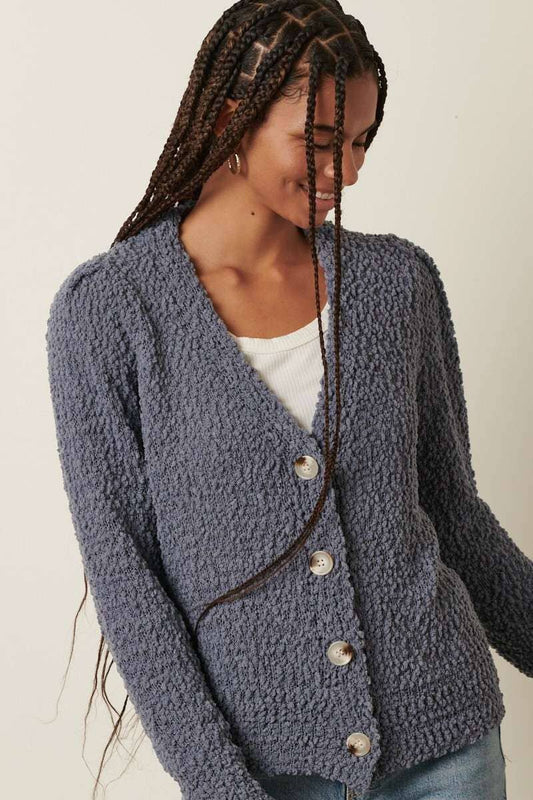 POPCORN SWEATER KNIT CARDIGAN