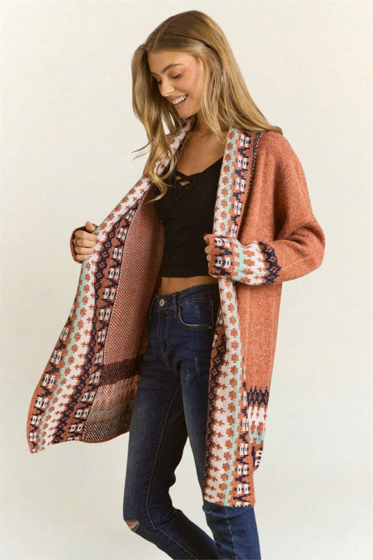 Tribal Border Sweater Cardigan