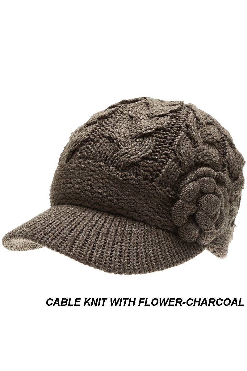 Fleece Lined Newsboy Visor Beanie