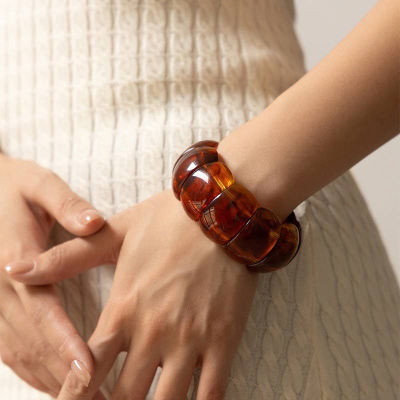 Color-Block Acrylic Stretch Cord Bracelet | 40B5195