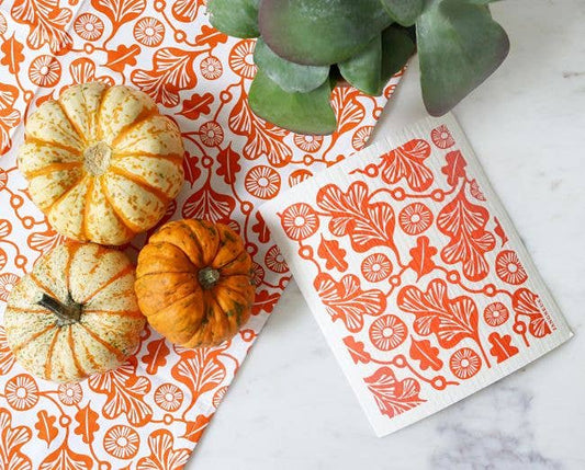 Swedish Dishcloth - Oak Leaf - Orange