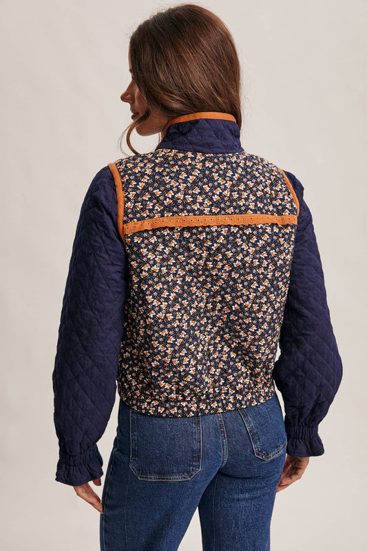 Quilted Floral Zip Jacket