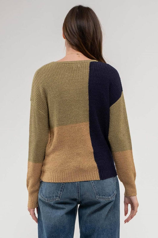 COLORBLOCK KNIT PULLOVER SWEATER