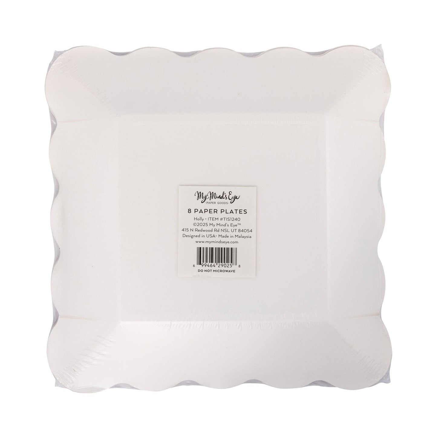 Holly Square Scalloped Plate