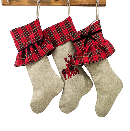 Tartan Plaid Ruffle Cuff Holiday Stocking