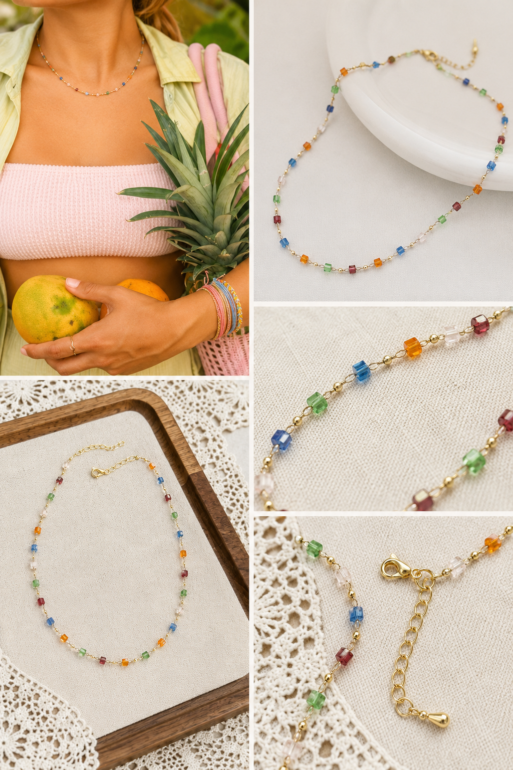 Dainty Rainbow Crystal Choker
