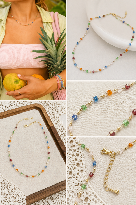 Dainty Rainbow Crystal Choker