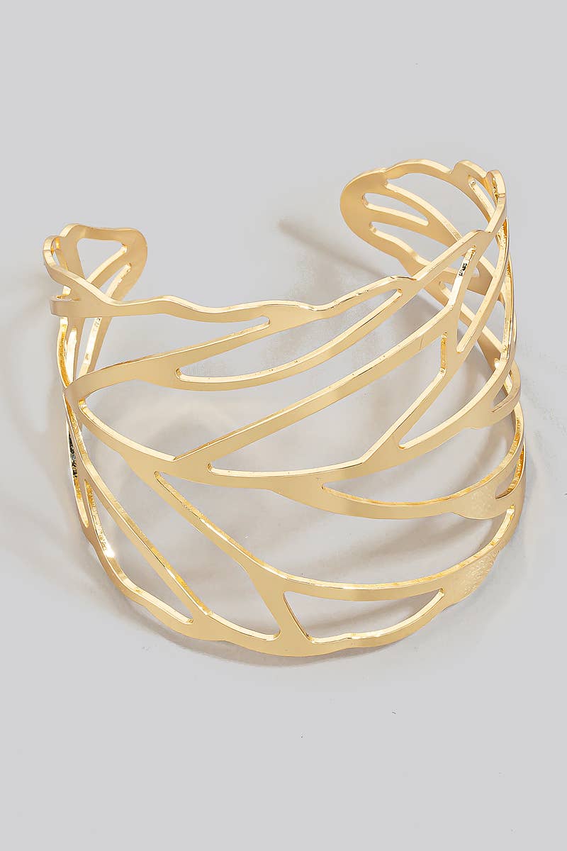 Flat Metallic Leaf Cuff Bracelet