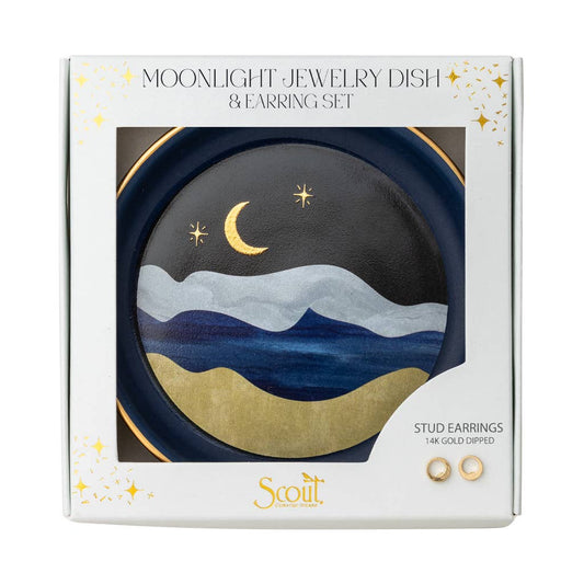 Jewelry Dish & Stud Earring Set - Moonlight/Midnight Blue