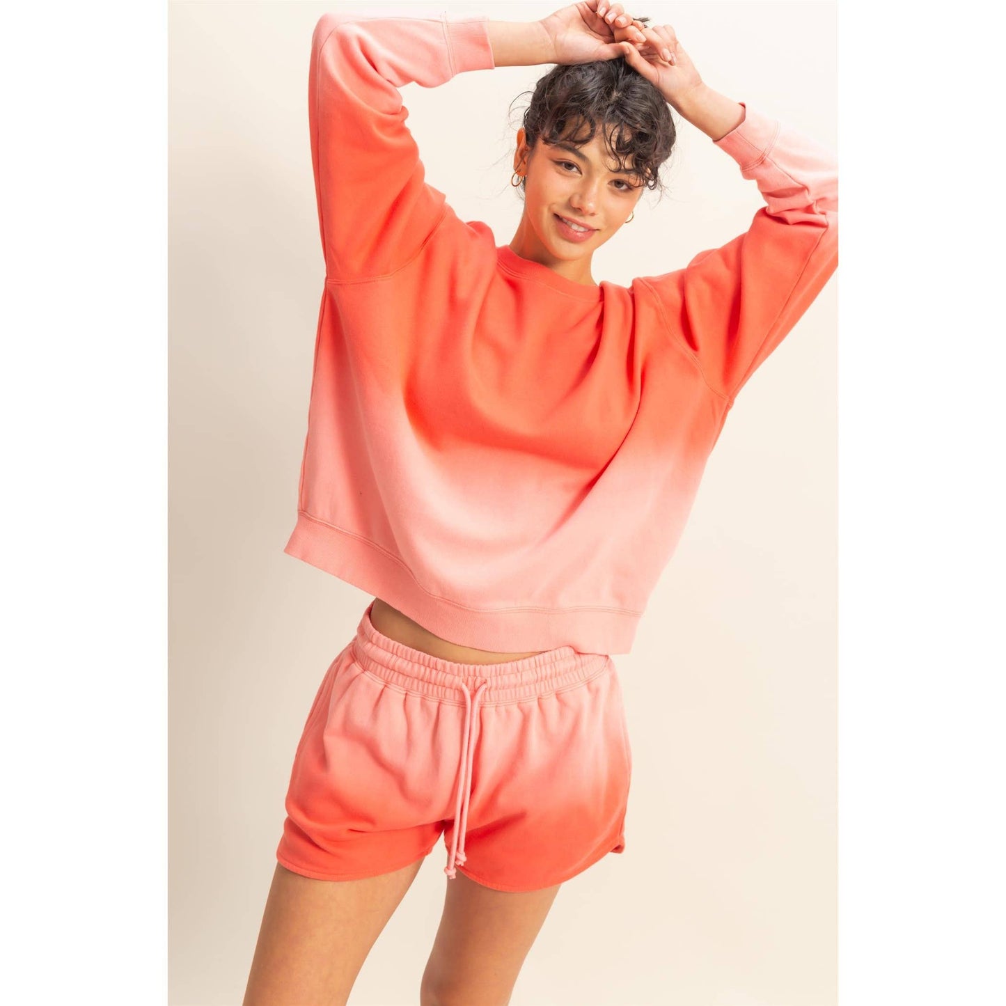 Dip Dye Drawstring Waist Shorts
