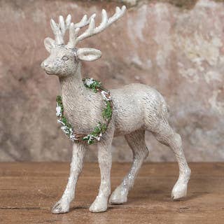 13" STANDING DEER WITH WREATH