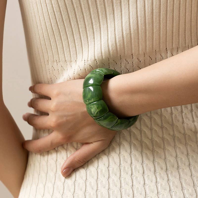 Color-Block Acrylic Stretch Cord Bracelet | 40B5195