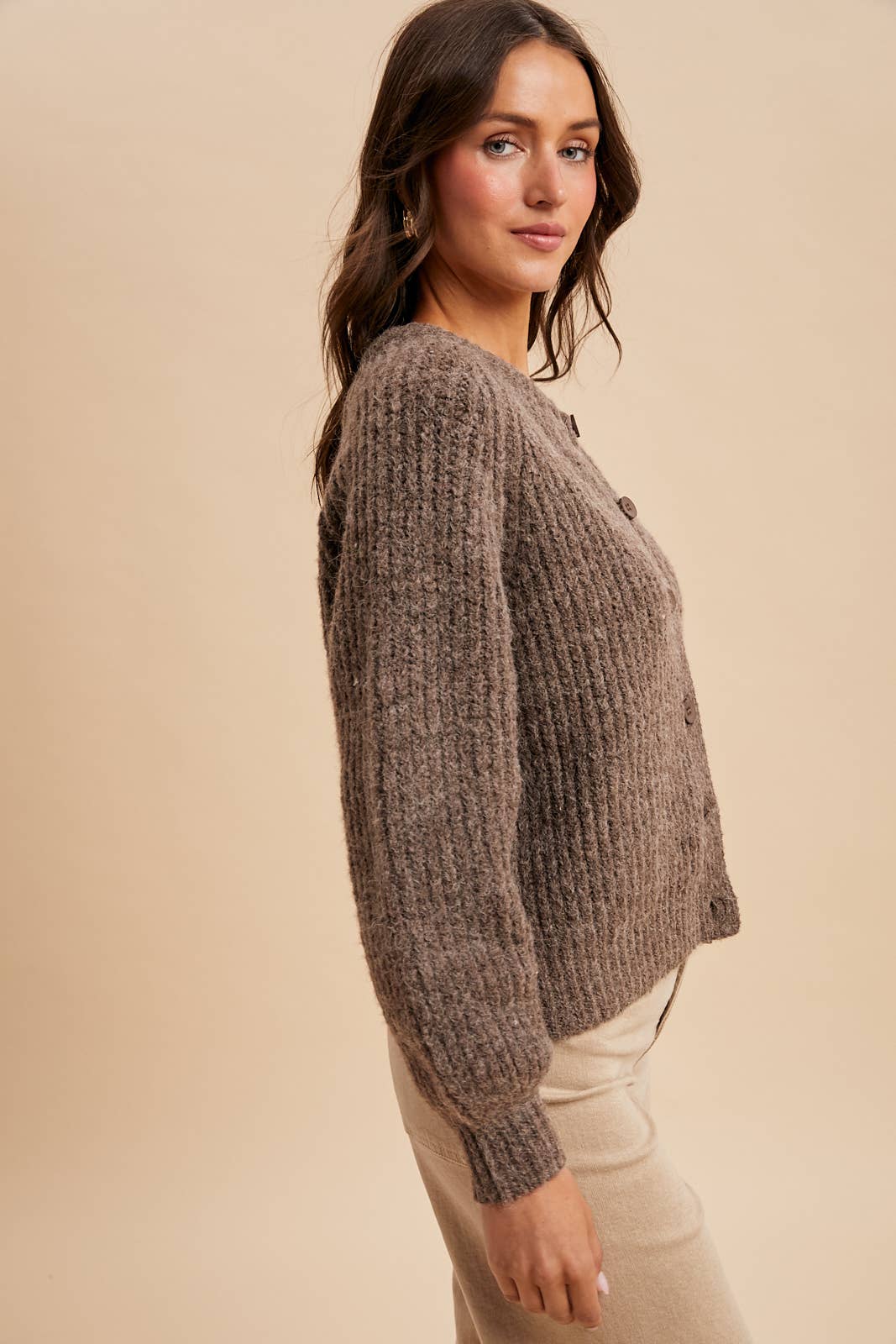 RAGLAN SLEEVE KNITTED CARDIGAN