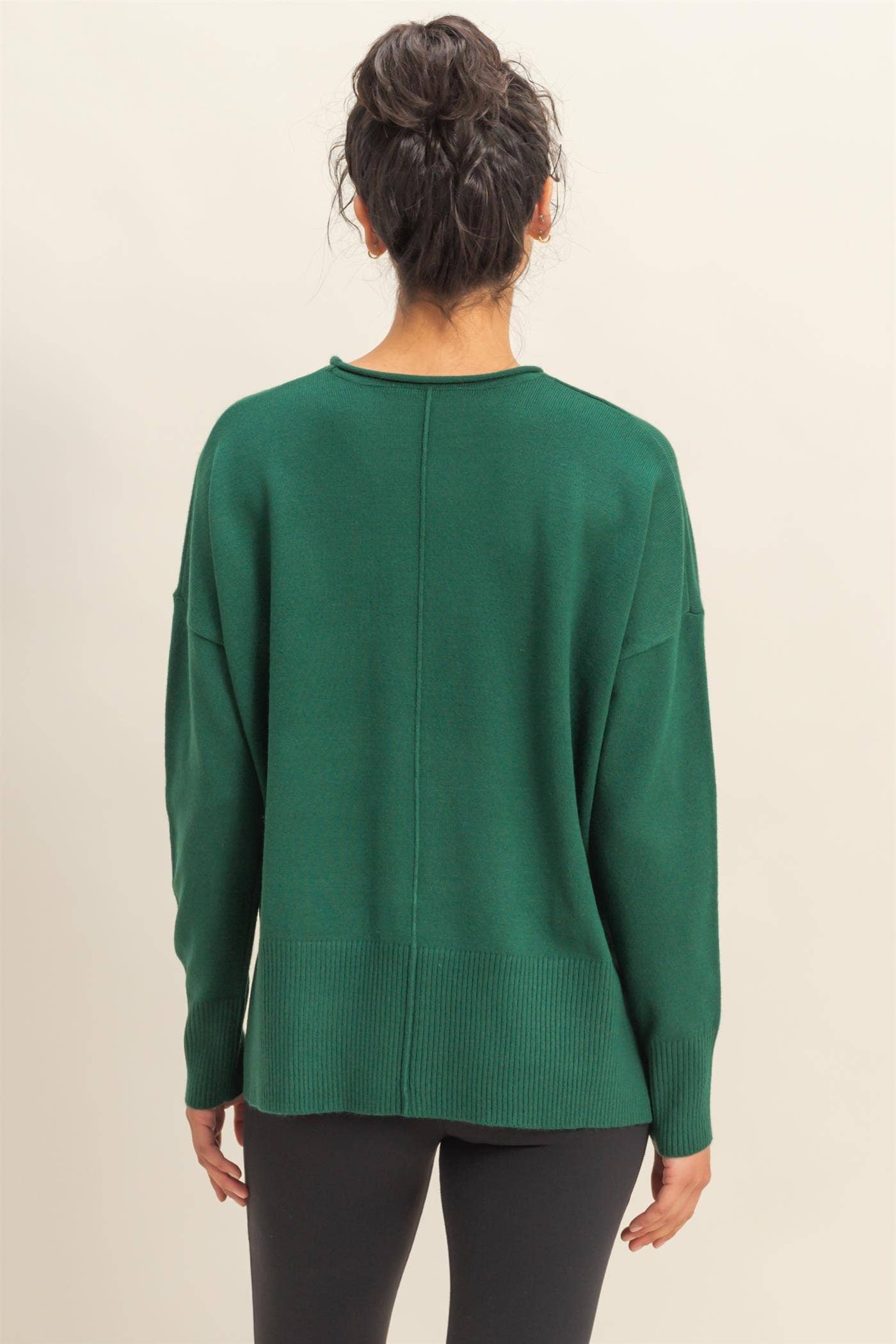 Round Roll Neck Drop Shoulder Sweater