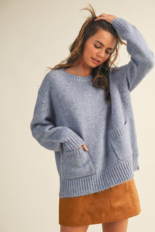 FRONT PATCH POCKET SWEATER TOP