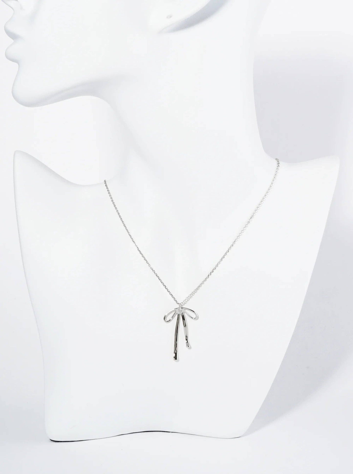 18K Gold Dipped Brass Ribbon Bow Pendant Necklace