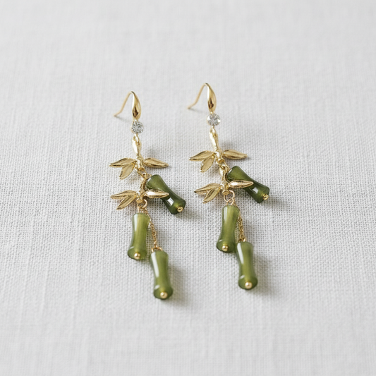 Elegant Bamboo Tassel Earrings