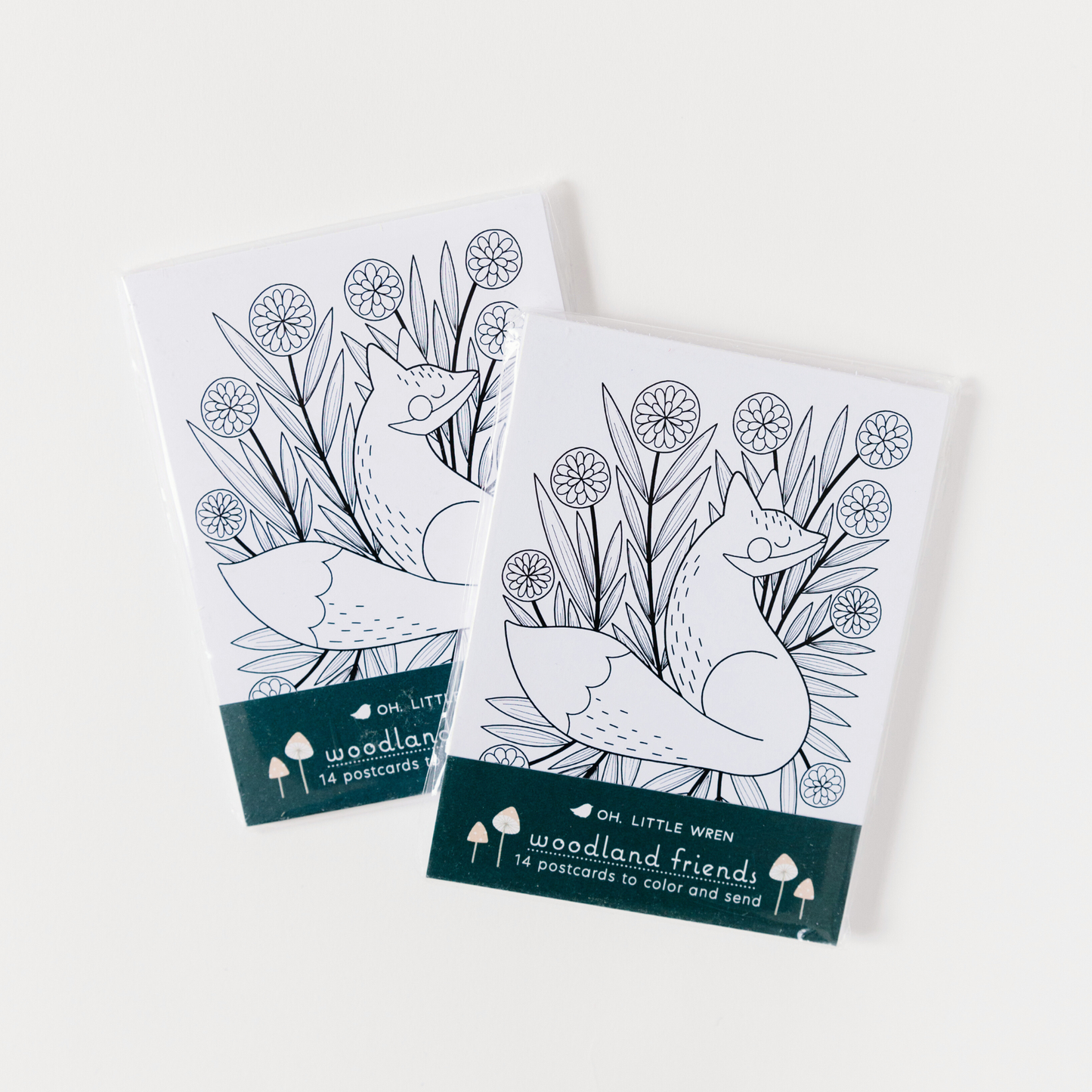 Woodland Coloring Postcards, a Set of 14 to Color and Send