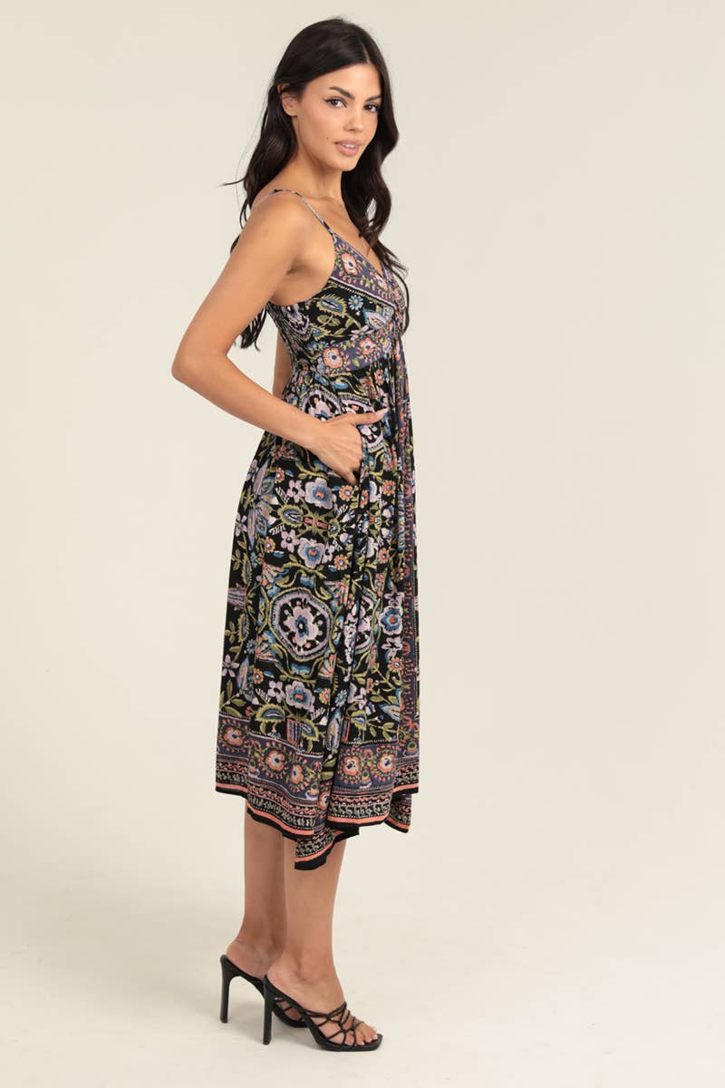 MIDI SPAGHETTI STRAP DRESS WITH TWIST FRONT