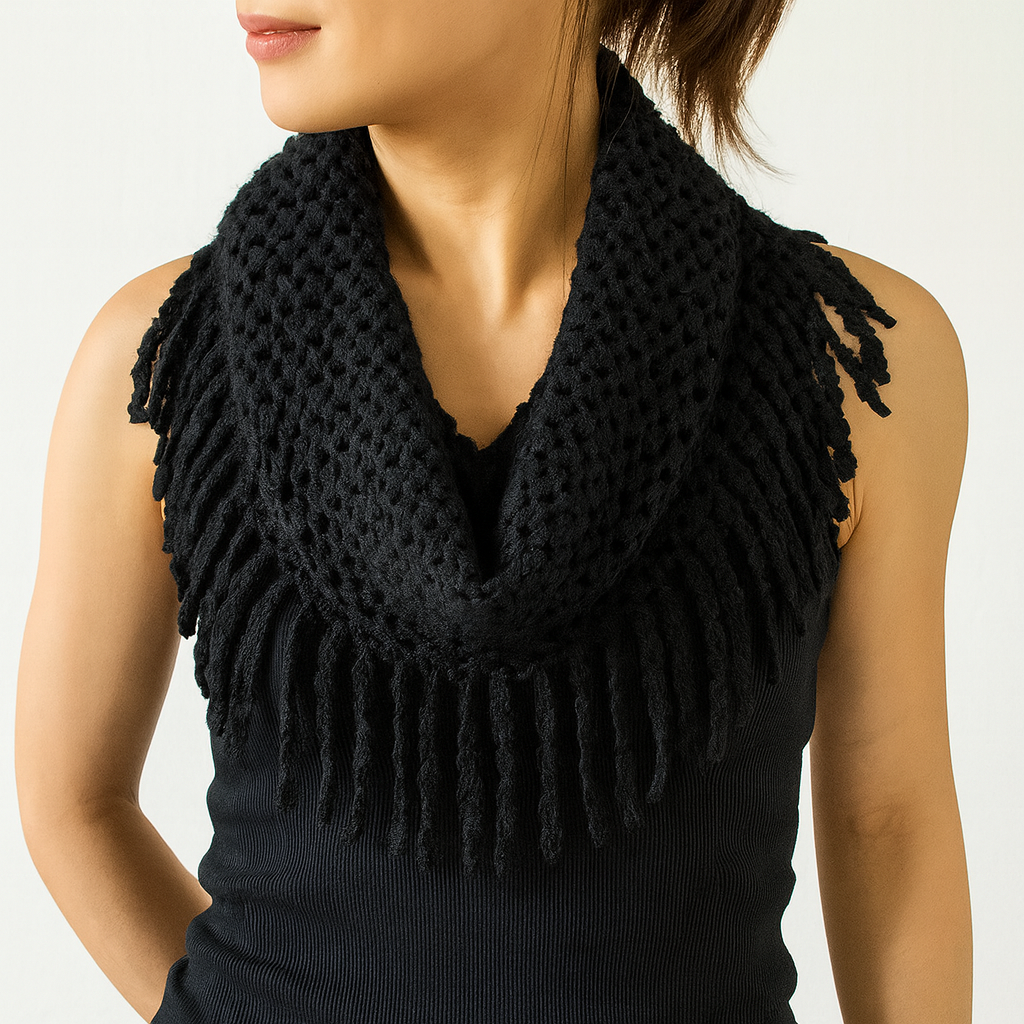 Tube-Style Scarf with Fringe