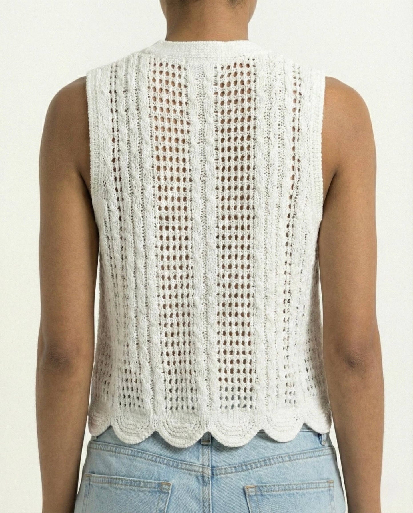 Women’s Floral Embroidered Crochet Knit Vest