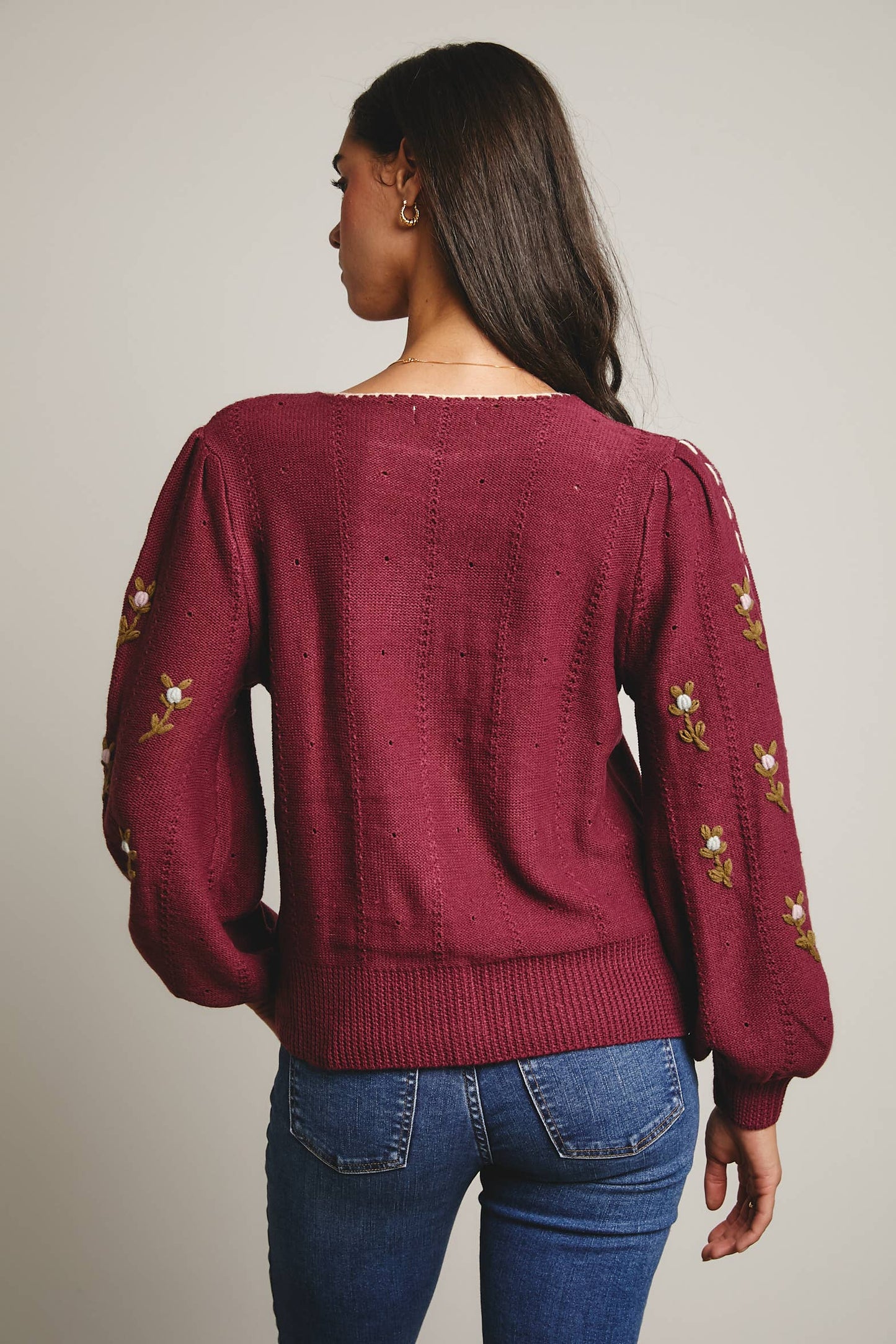 Embroidered Blossom Knit Sweater