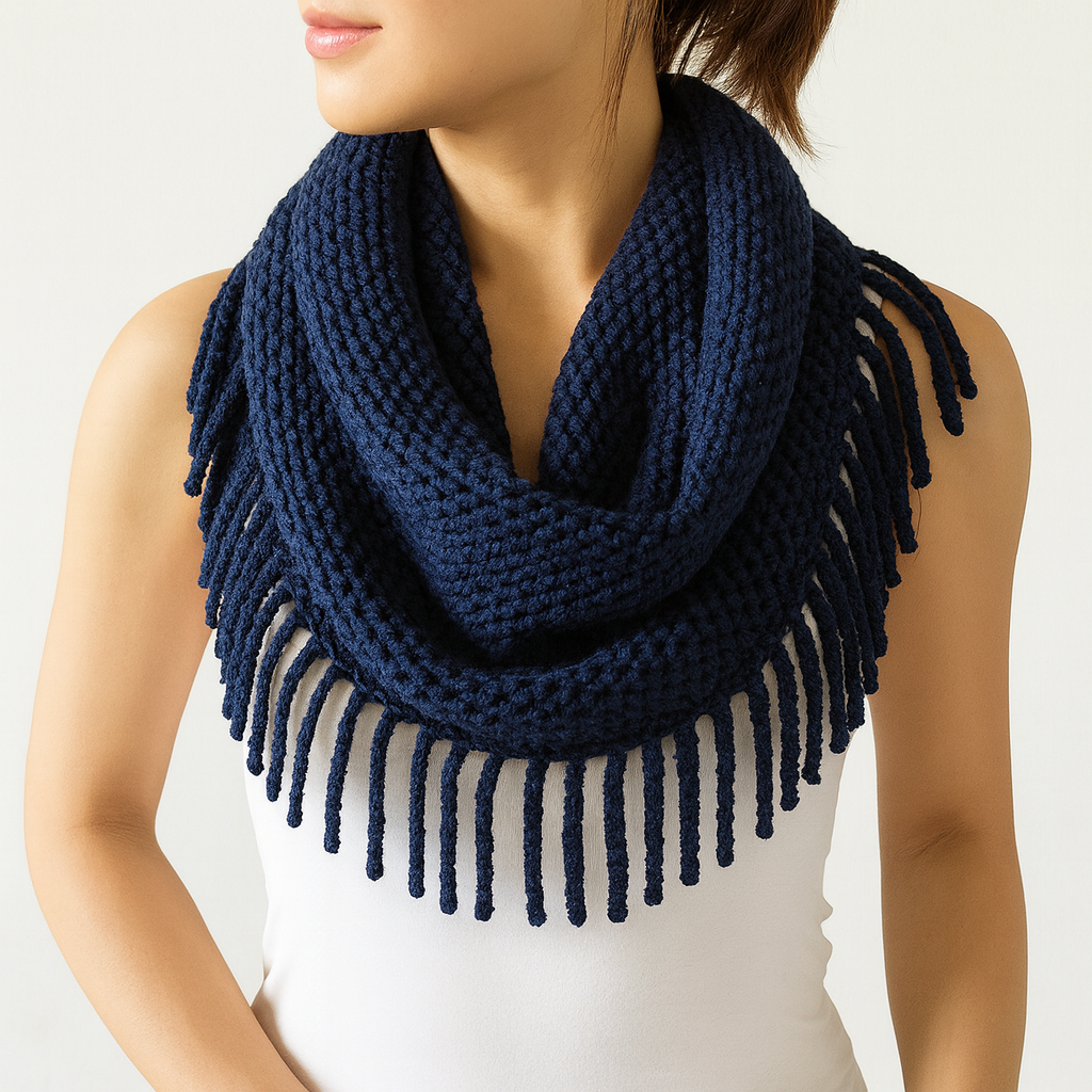 Tube-Style Scarf with Fringe