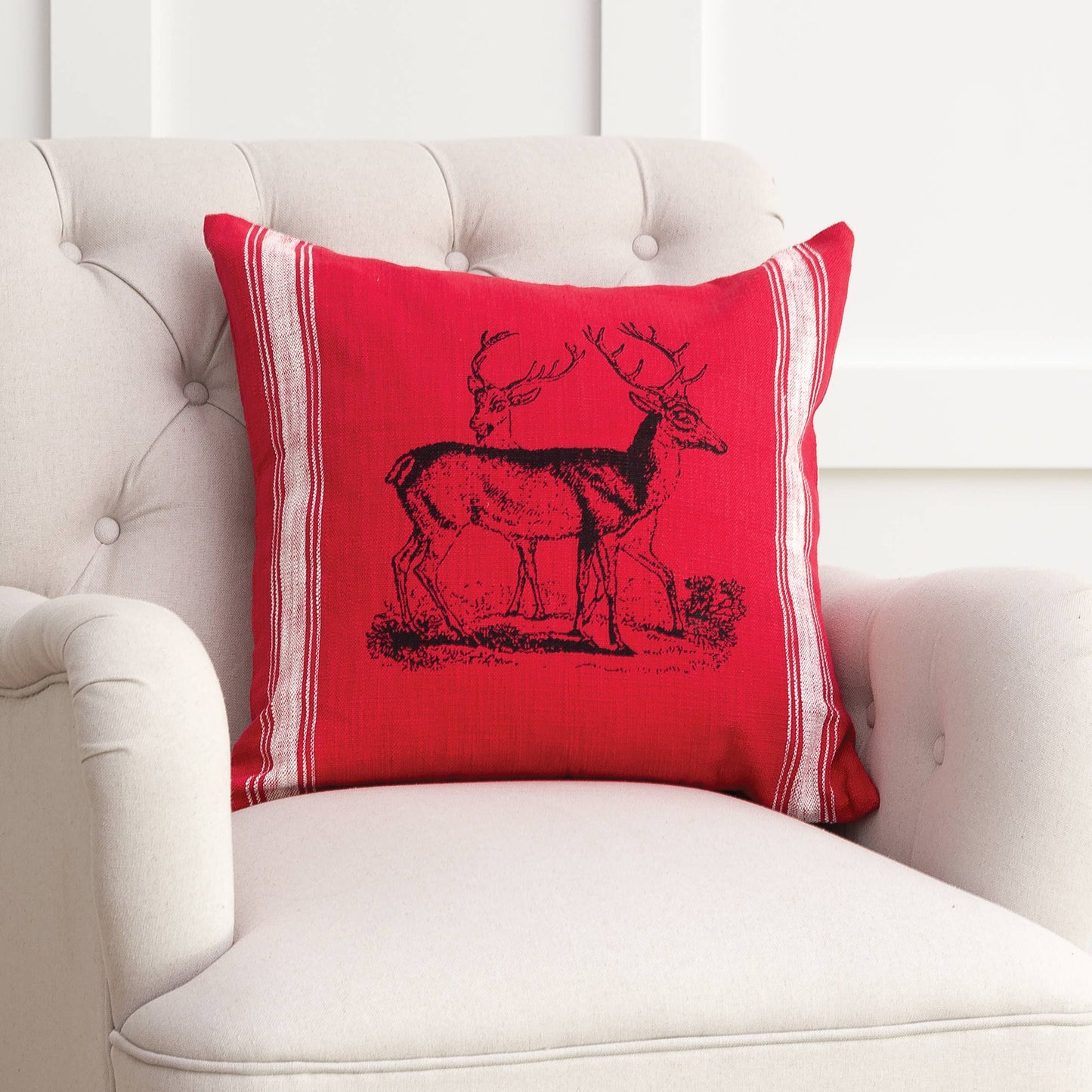 20x20 Deer Stag Red Throw Pillow