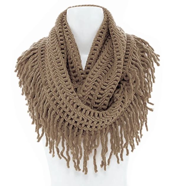 Knit Tassel Infinity Loop Scarf