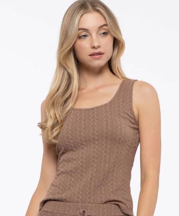 Stretch Cable Knit Tank