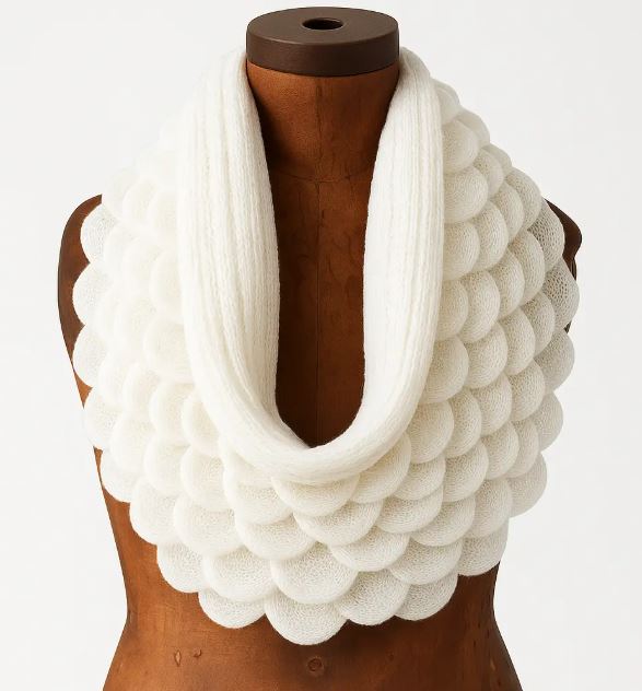 Oversized Scalloped Ruffle Knit Infinity Loop Scarf