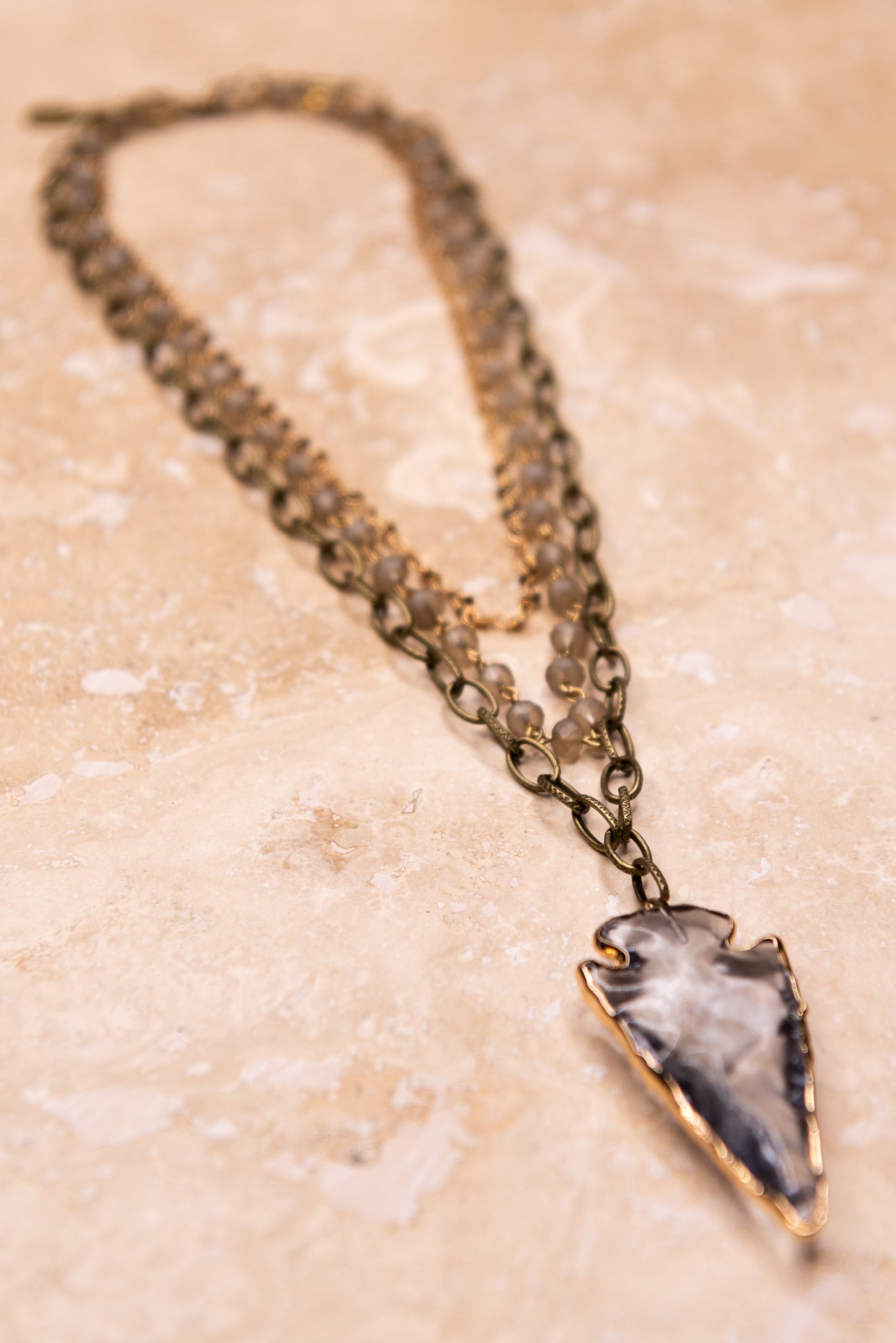 Crystal Arrowhead Pendant Necklace