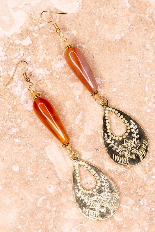 Dolly Amber and Gold Earrings