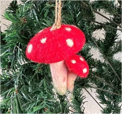Felt Spotted Mushroom Ornament